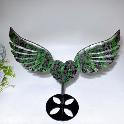 Crystal Heart Wings Carving with Stand Crystal Healing Bulk Wholesale