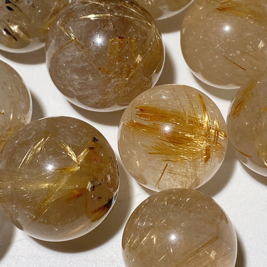 15-20mm Golden Rutilated Quartz Sphere Bulk Wholesale