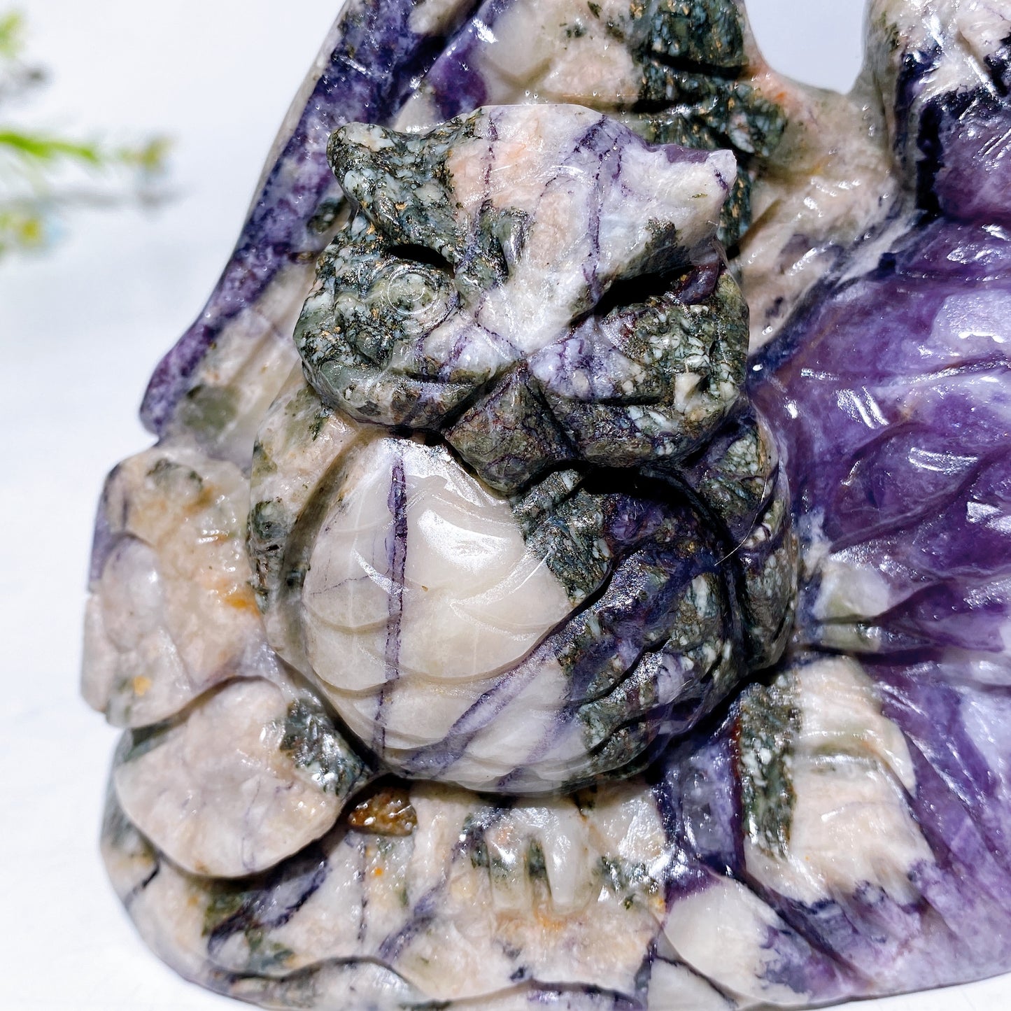 16cm Hand Carved Natural Fluorite Root Owl Crystal Healing Bulk Wholesale
