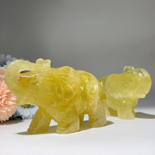 4.8" Citrine Elephant Carvings Bulk Wholesale