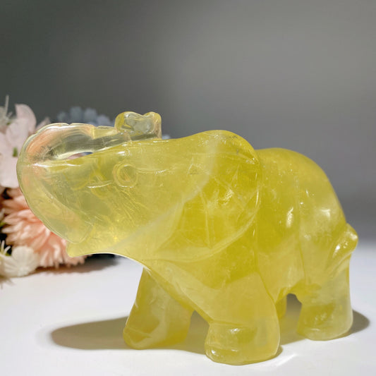 4.8" Citrine Elephant Carvings Bulk Wholesale