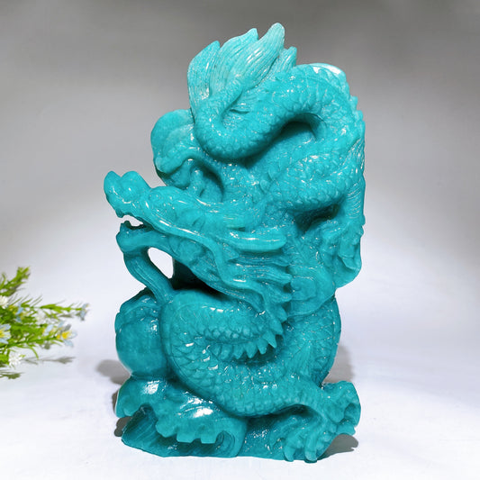 24cm Hand Carved Natural Aazonite Dragon Crystal Healing Bulk Wholesale