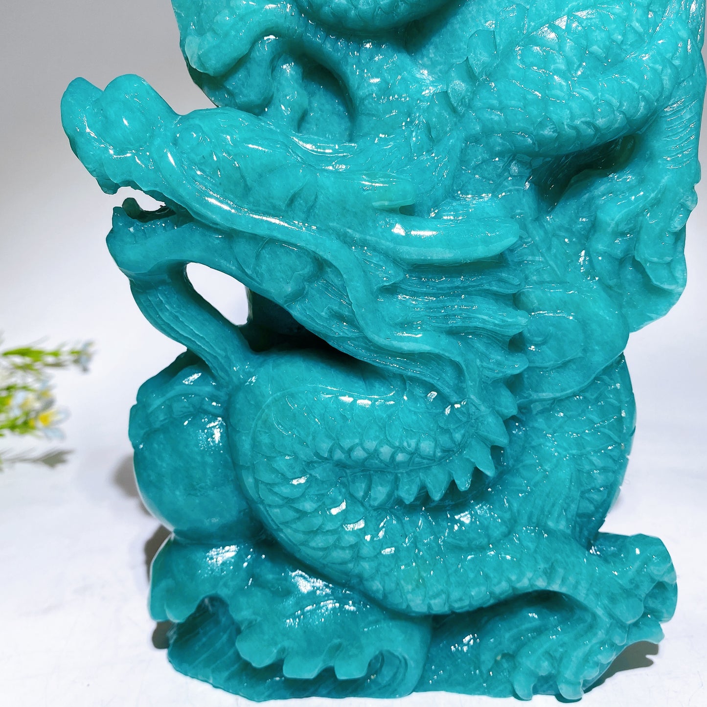 24cm Hand Carved Natural Aazonite Dragon Crystal Healing Bulk Wholesale