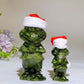 3.2" Serpentine Monster Grinch Carving with Christmas Cap Crystal Healing Bulk Wholesale