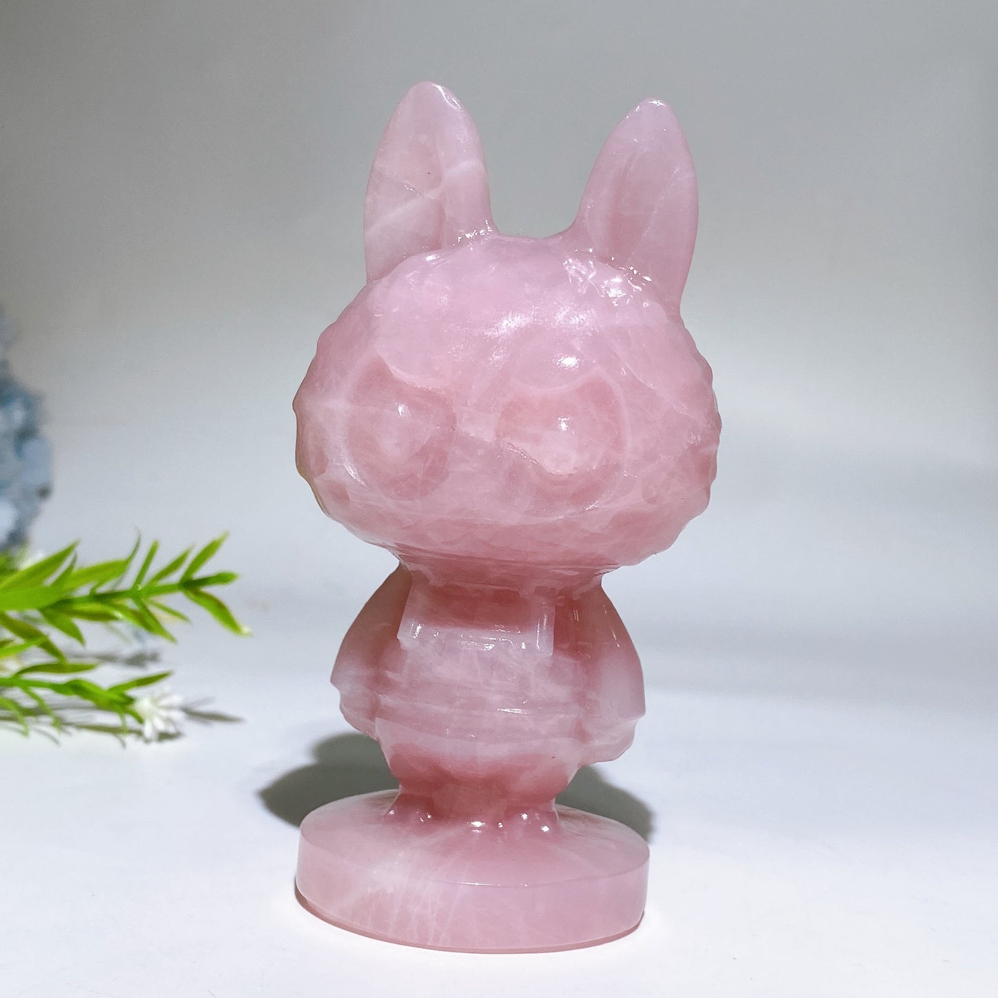 4.1" Rose Quartz Labubu Carving Crystal Healing Bulk Wholesale