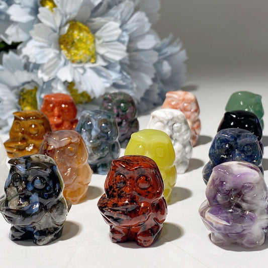 1.1“ Mixed Crystal Owl Carvings Bulk Wholesale