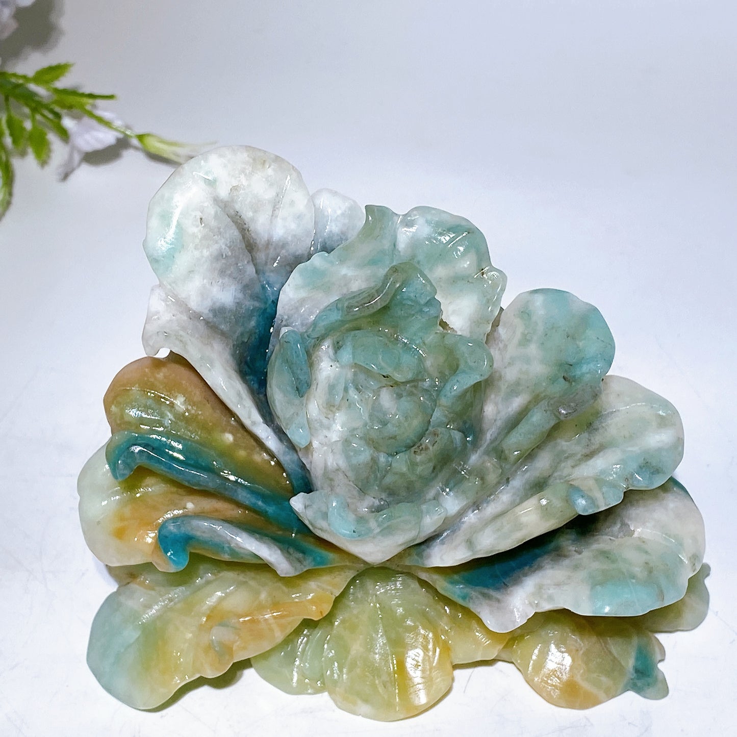 4.9" Unique Caribbean Calcite Peony Carving Crystal Healing Bulk Wholesale