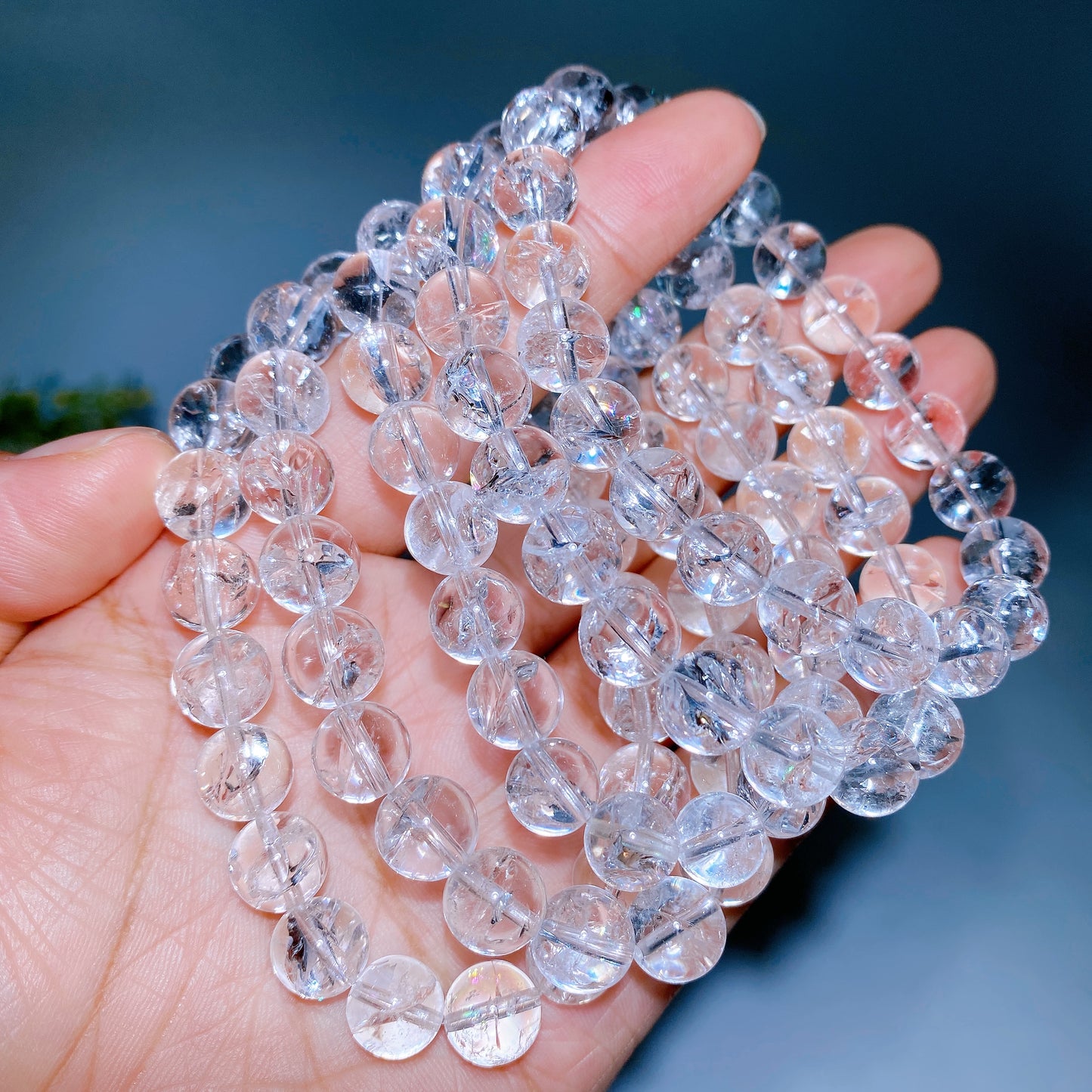 8mm 9.5mm Clear Azetulite Bracelet Crystal Healing Bulk Wholesale