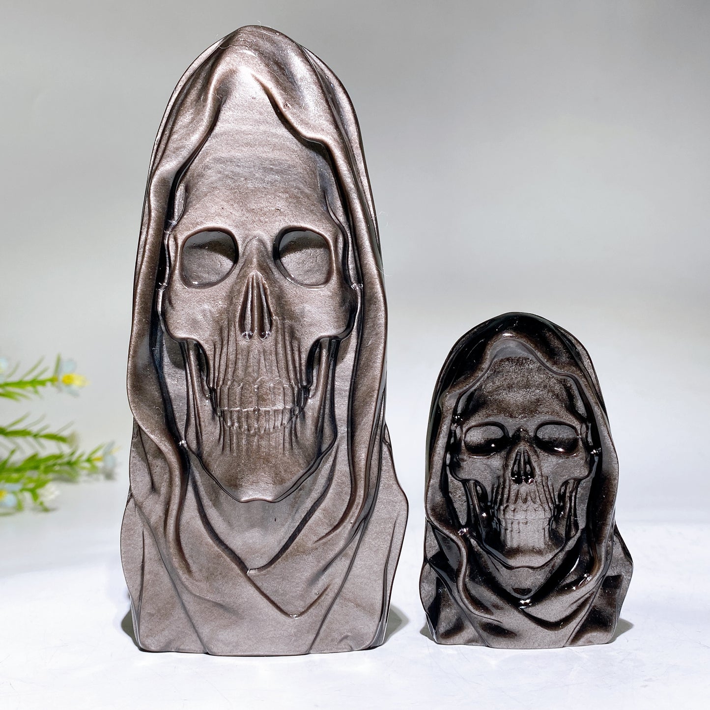 3.1"-5.9" Silver Obsidian Ghost Face Carving Crystal Healing Bulk Wholesale