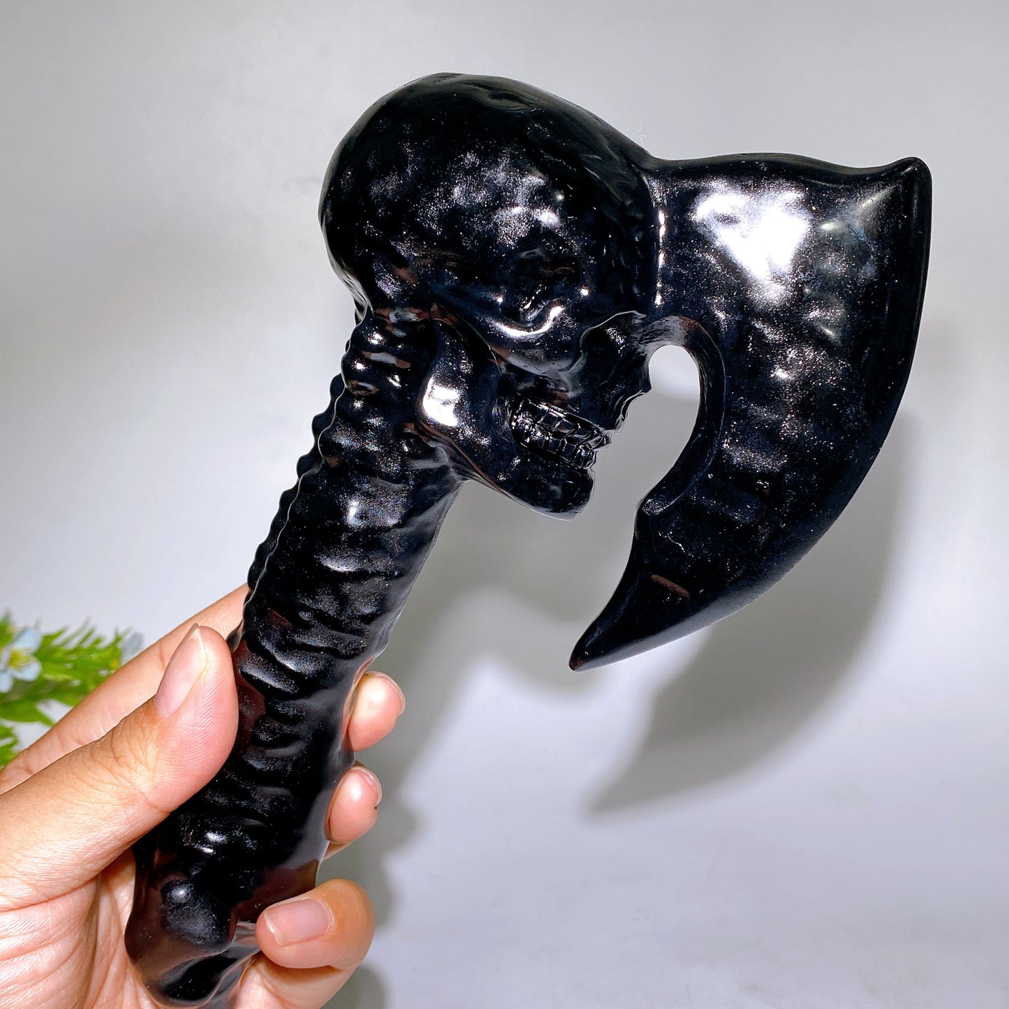 19cm Hand Carved Natural Crystal Skull Axe Crystal Healing Bulk Wholesale