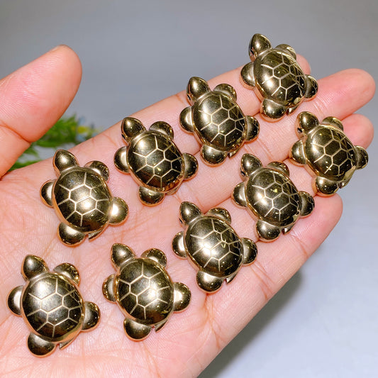 1.1" Drilled Pyrite Turtle Pendant Crystal Healing Bulk Wholesale