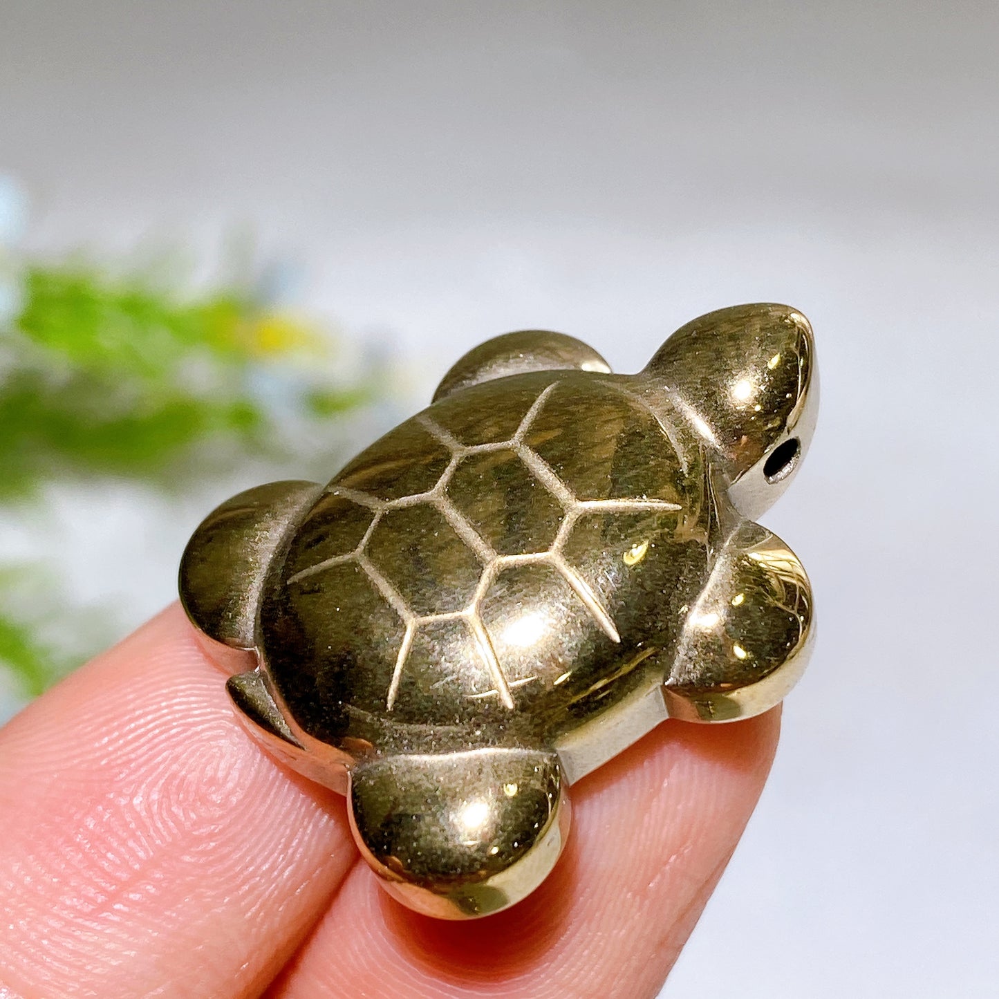 1.1" Drilled Pyrite Turtle Pendant Crystal Healing Bulk Wholesale