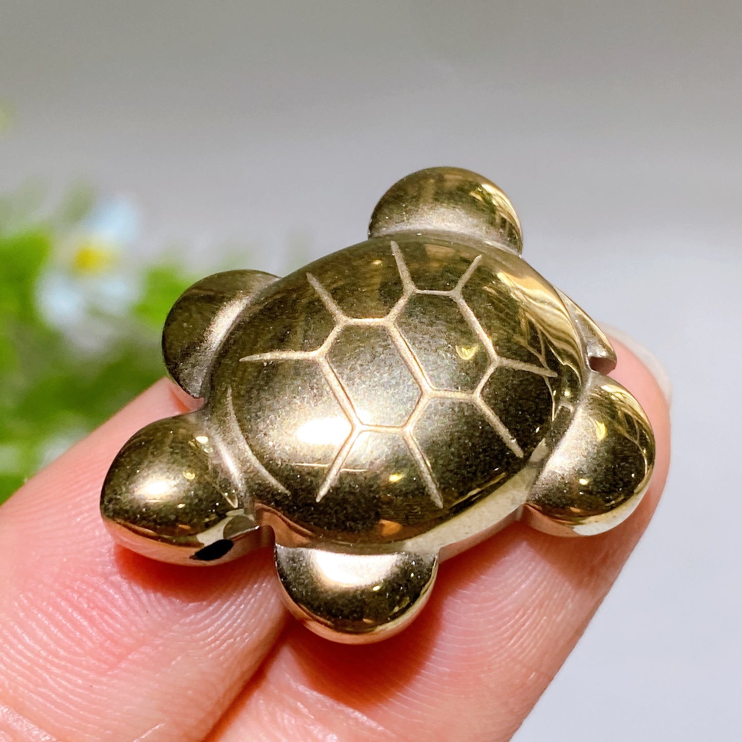 1.1" Drilled Pyrite Turtle Pendant Crystal Healing Bulk Wholesale