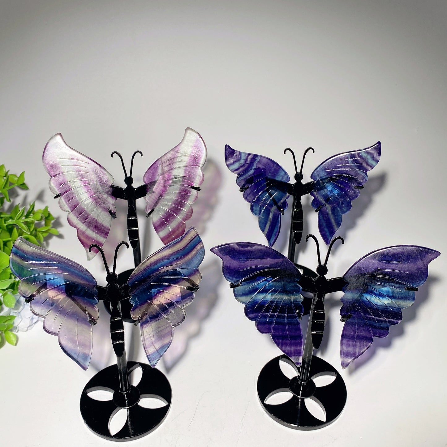 4.0" Fluorite Butterfly Wings with Stand Bulk Wholesale