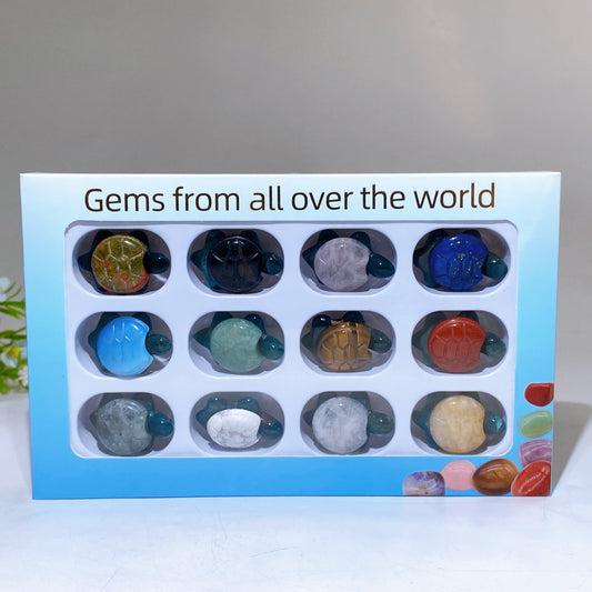 1.2" Natural Crystal Turtle Carving Box Crystal Healing Bulk Wholesale 1 Set