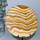 4.6" Banded Orange Calcite Round Plate with Stand Bulk Wholesale