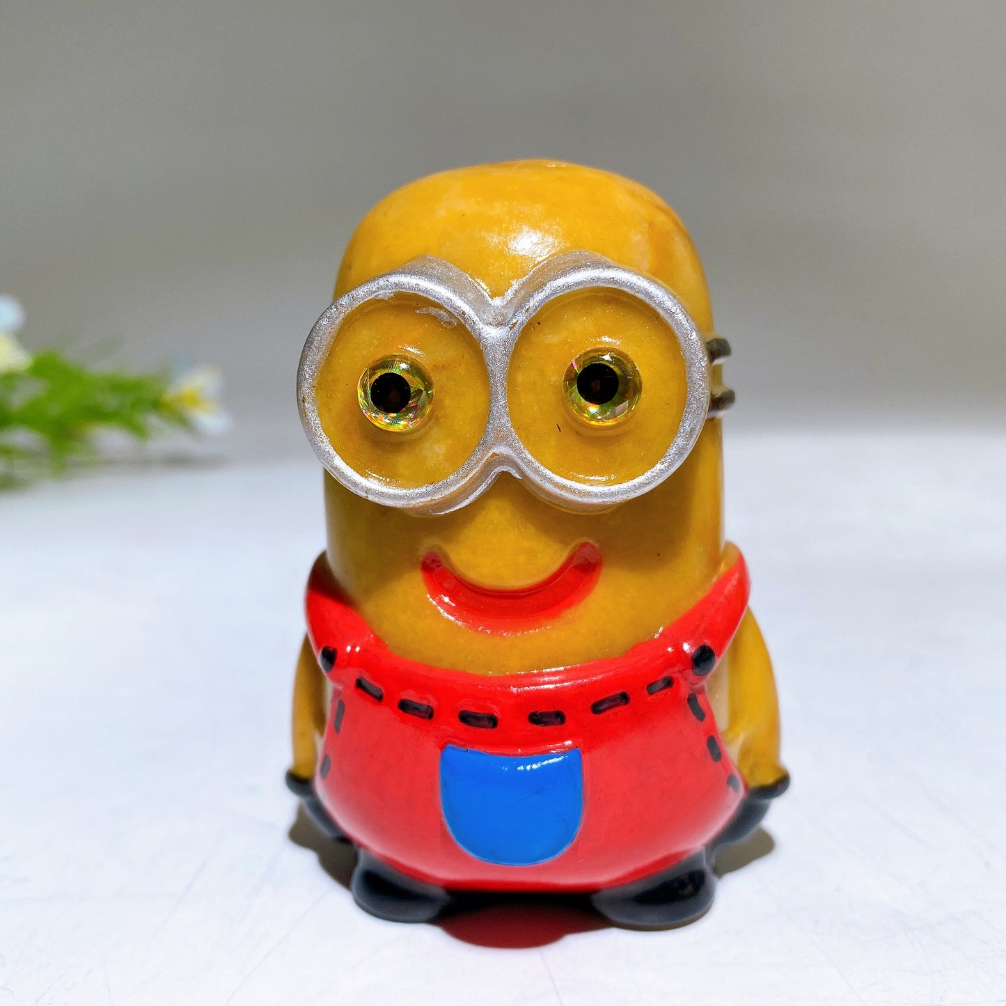 2.7" Yellow Jade Minion with Painting Carving Crystal Healing Bulk Wholesale