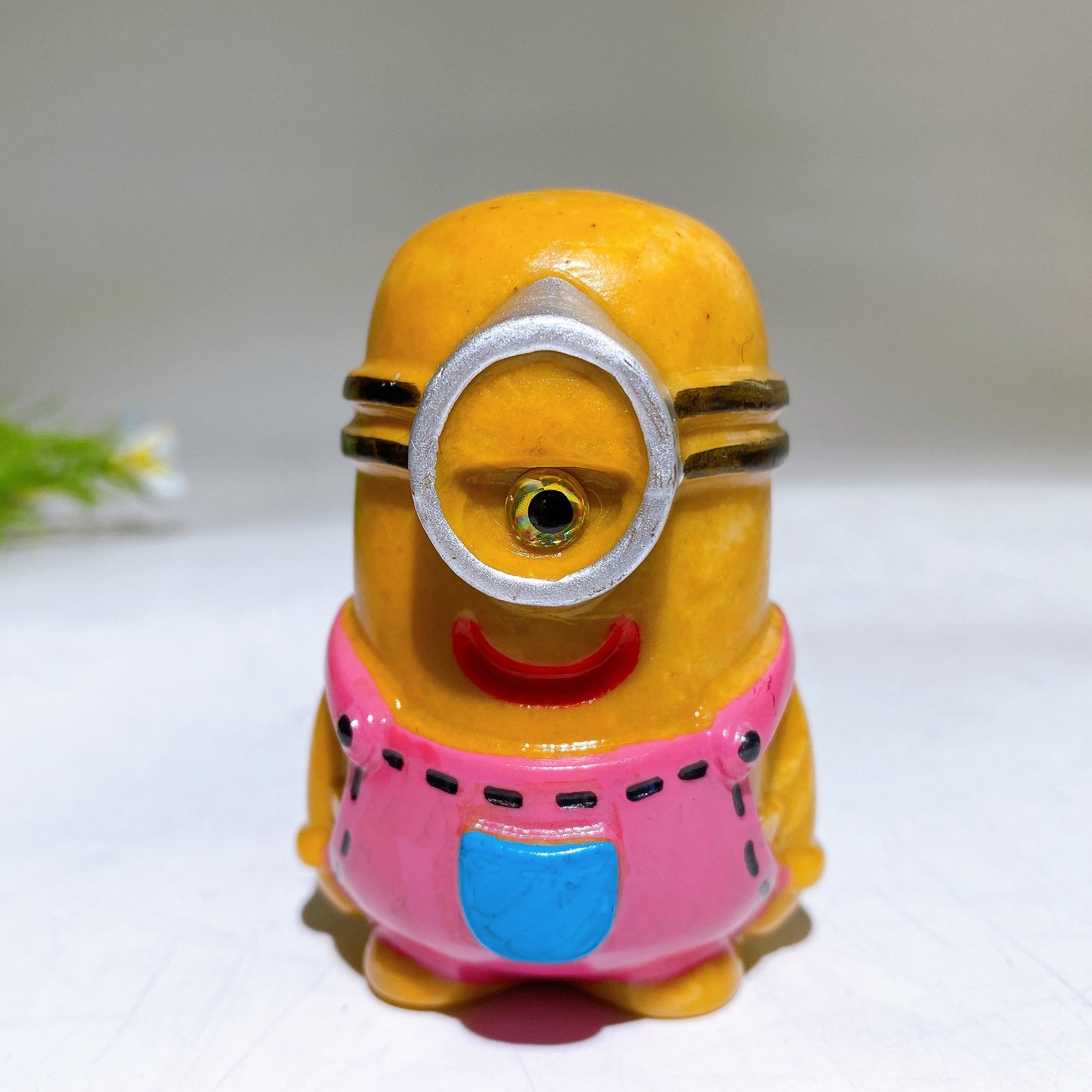 2.7" Yellow Jade Minion with Painting Carving Crystal Healing Bulk Wholesale