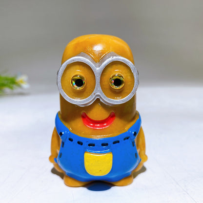 2.7" Yellow Jade Minions Carving Hand Drawing Wholesale