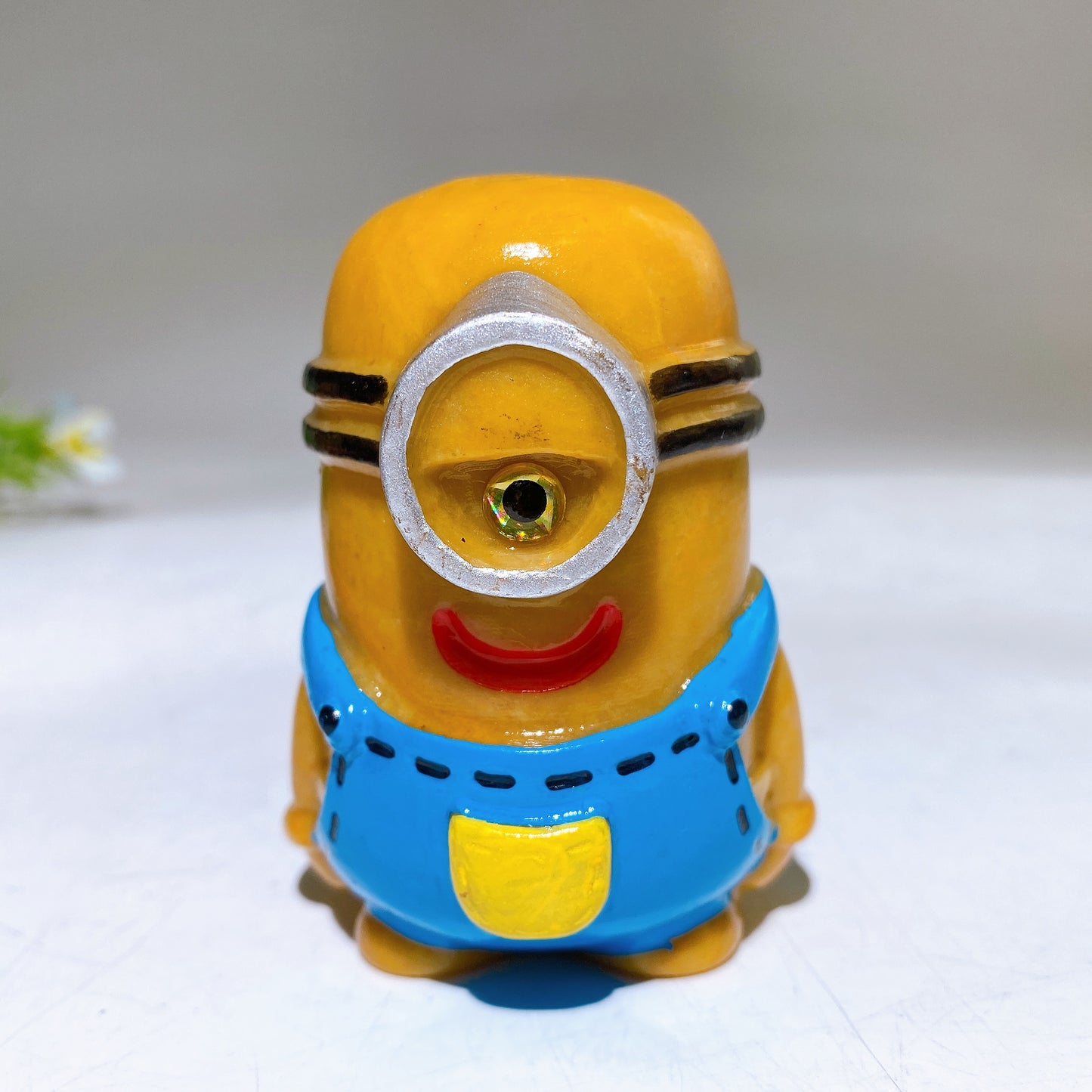 2.7" Yellow Jade Minion with Painting Carving Crystal Healing Bulk Wholesale