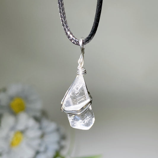 Clear Quartz Point Pendant with Black Cord Crystal Healing Bulk Wholesale