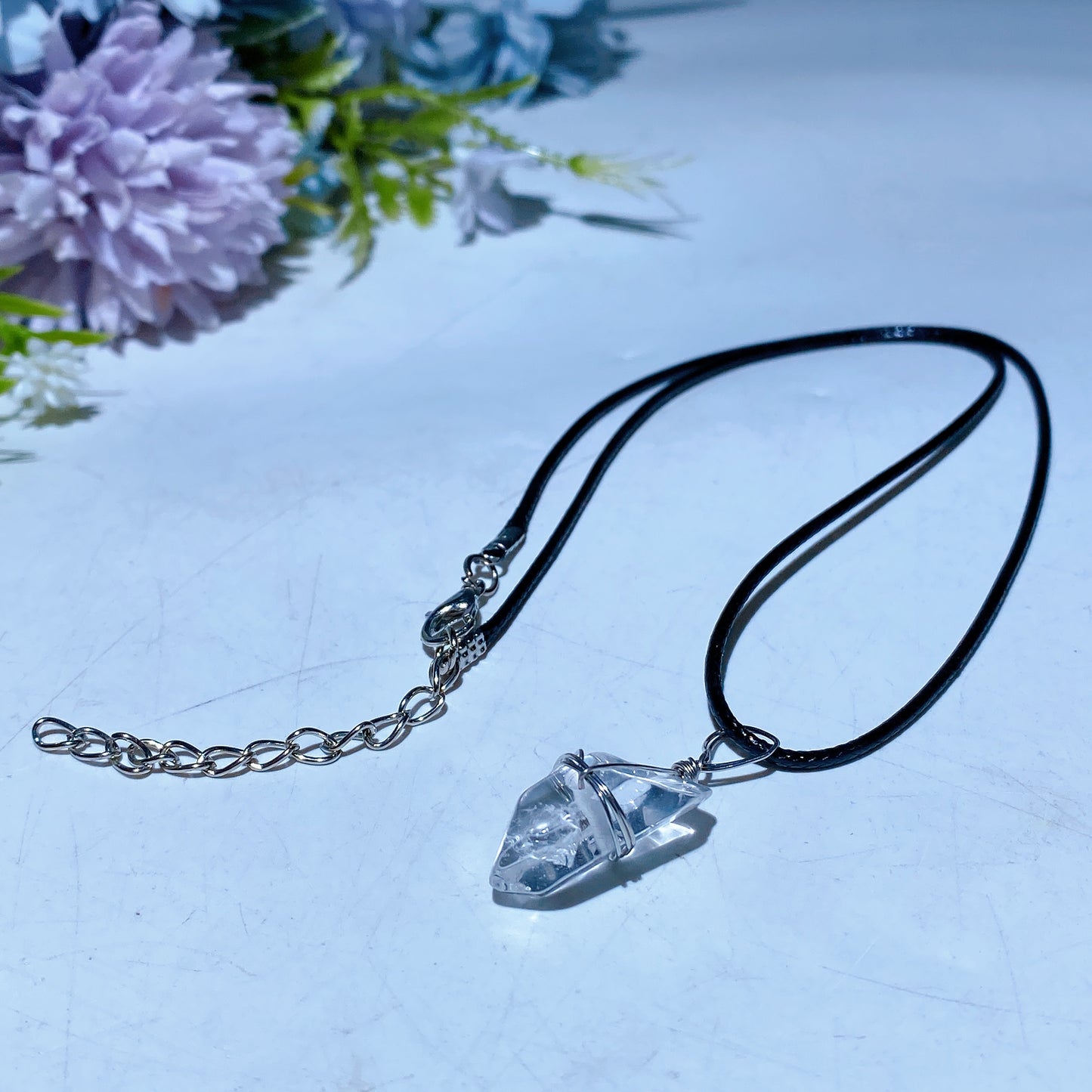 Clear Quartz Point Pendant with Black Cord Crystal Healing Bulk Wholesale