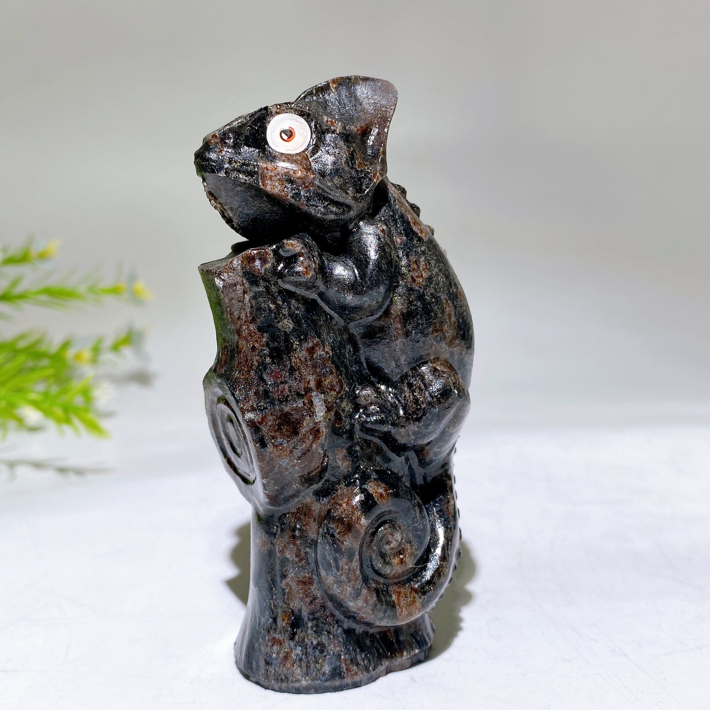 3.9" Natural Jade Chameleon Carving Crystal Healing Bulk Wholesale