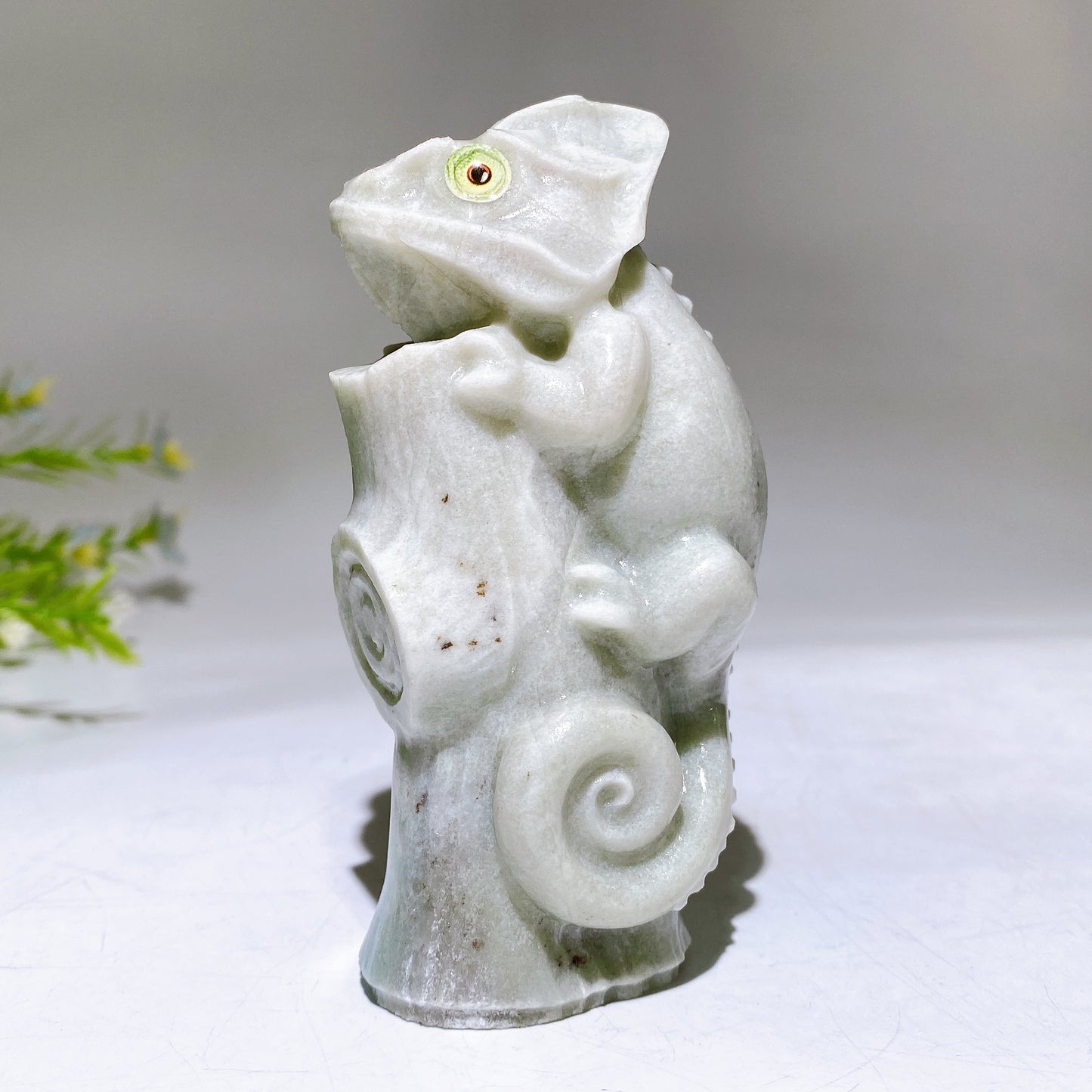 3.9" Natural Jade Chameleon Carving Crystal Healing Bulk Wholesale