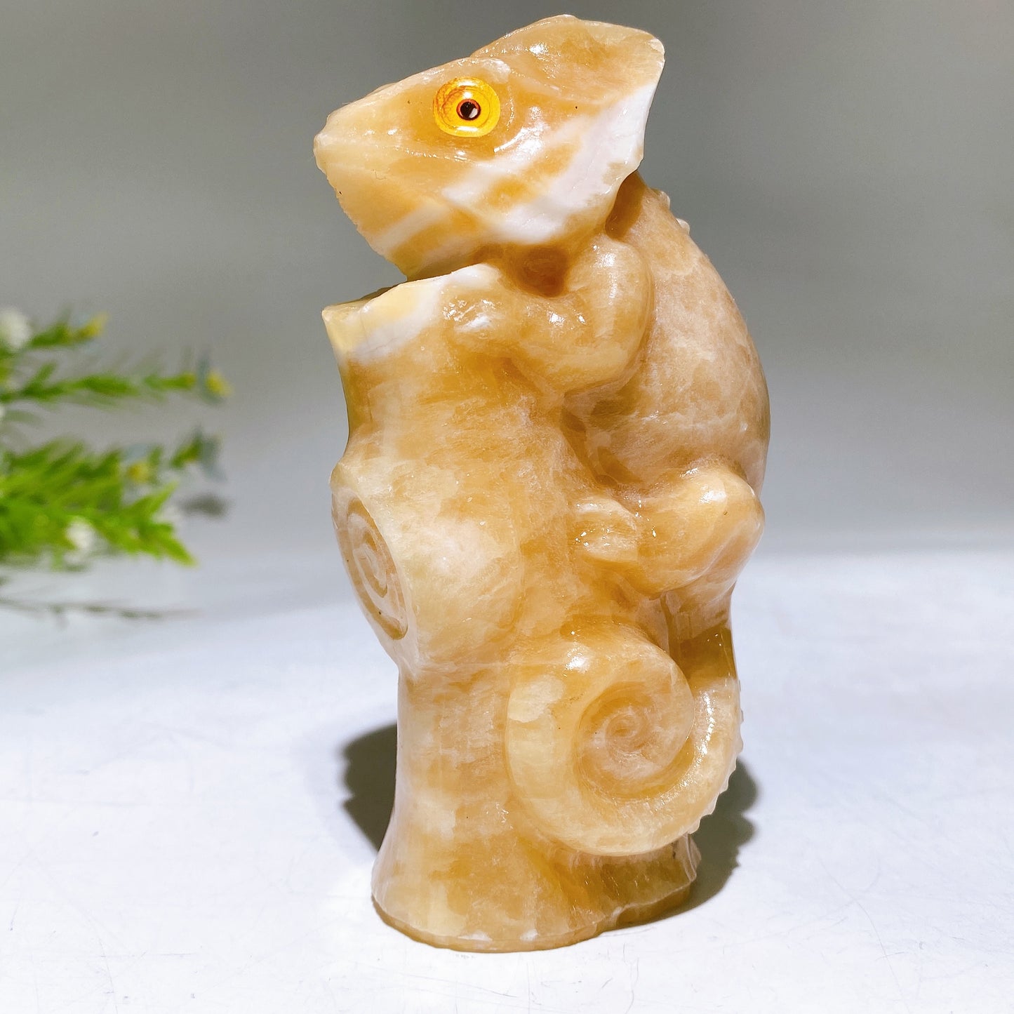 3.9" Natural Jade Chameleon Carving Crystal Healing Bulk Wholesale