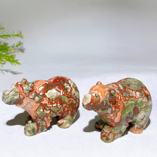 3.1" Natural Money Agate Bear Carvring Crystal Healing Bulk Wholesale