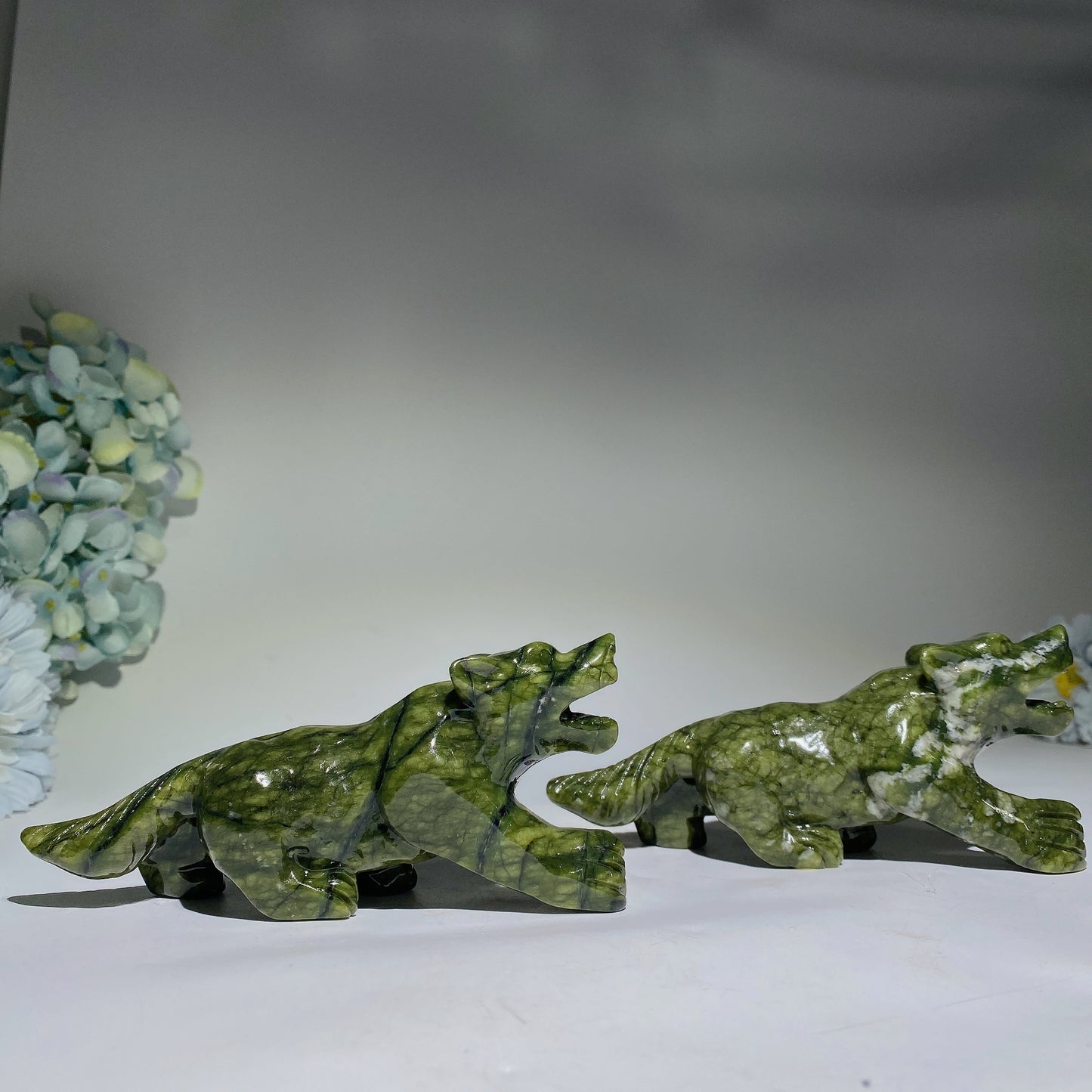 6.0" Serpentine Wolf Carvings Bulk Wholesale