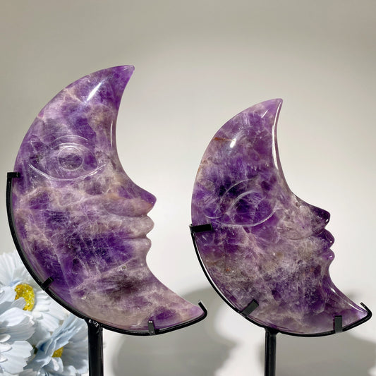 5.0"-5.5" Dream Amethyst Moon Face with Stand Bulk Wholesale