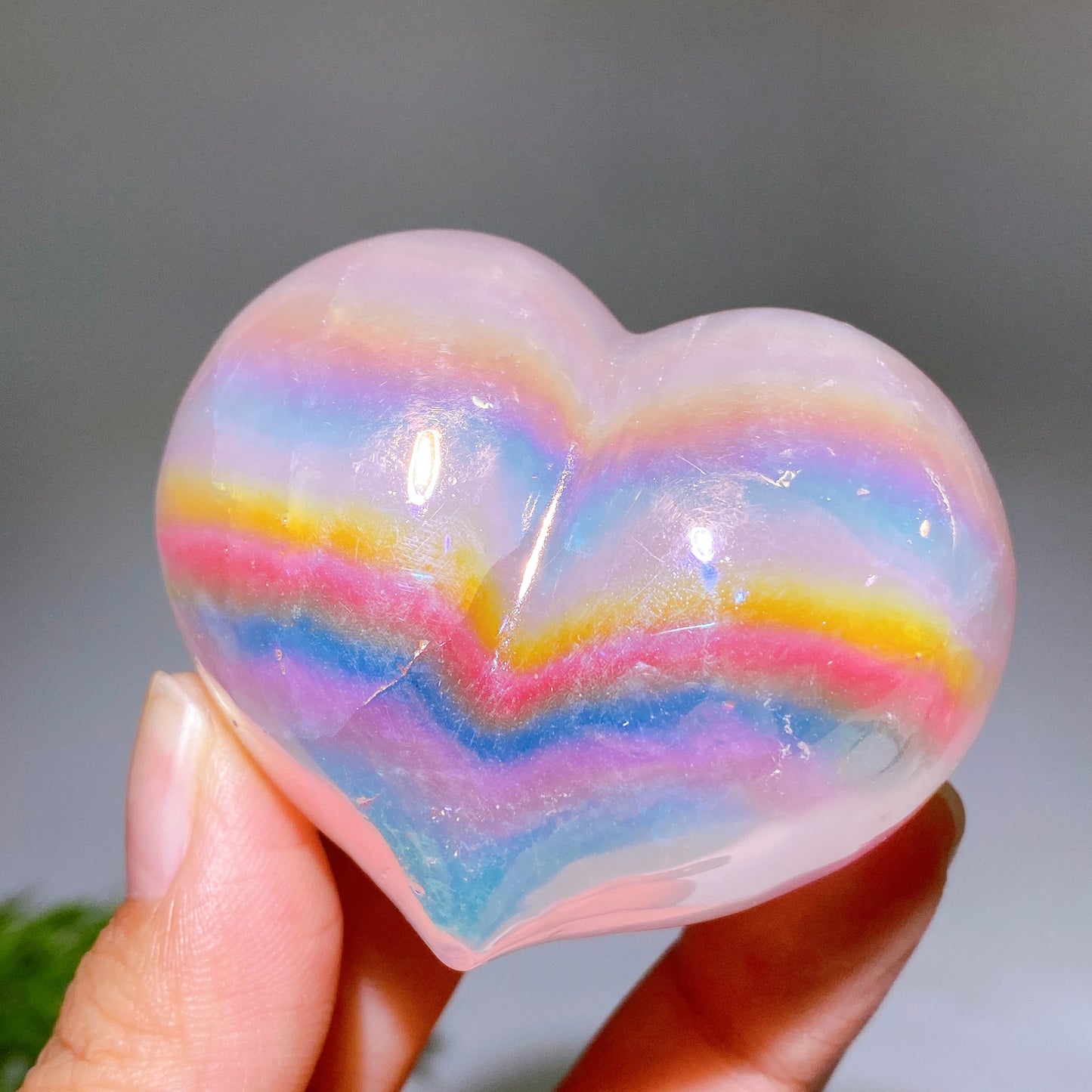 2.4" Aura Crystal Peach Heart Carving Crystal Healing Bulk Wholesale