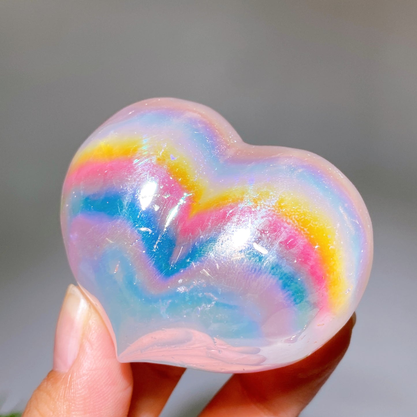 2.4" Aura Crystal Peach Heart Carving Crystal Healing Bulk Wholesale