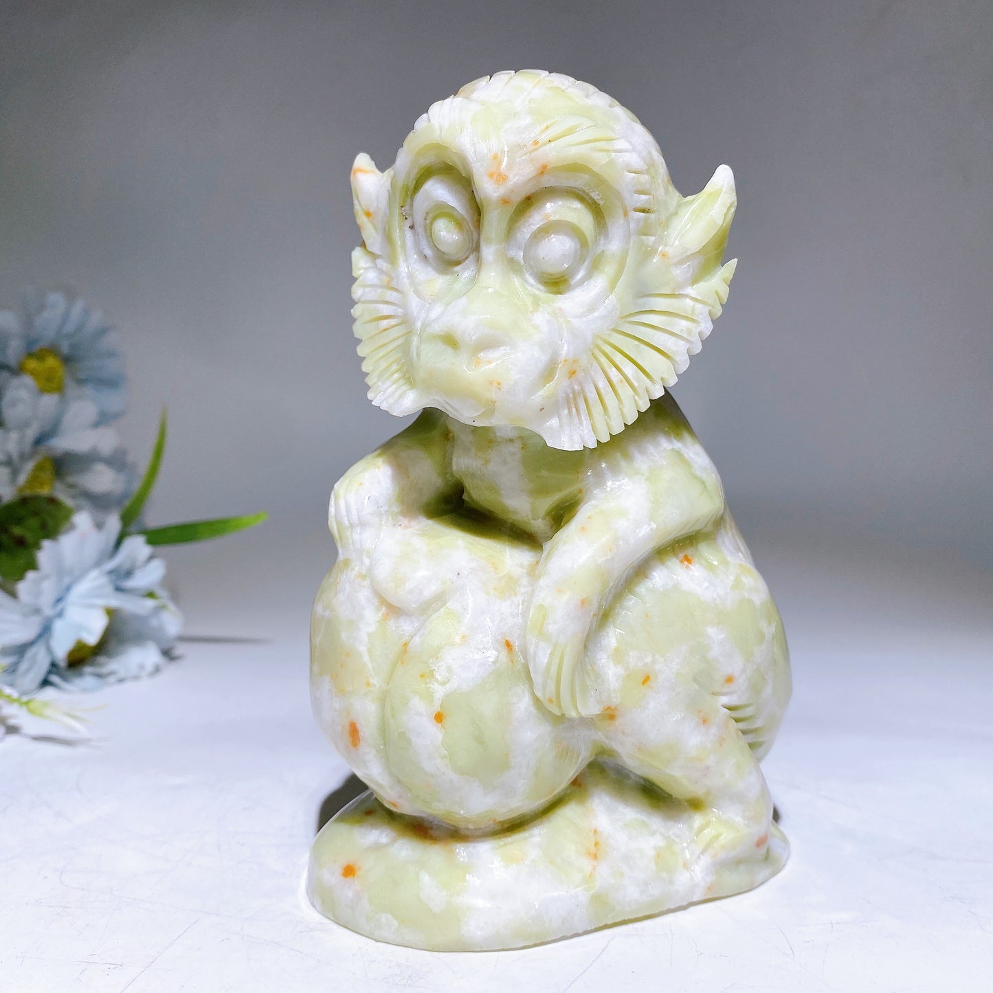 14.5cm Unique Jade Monkey Carving Crystal Healing Bulk Wholesale