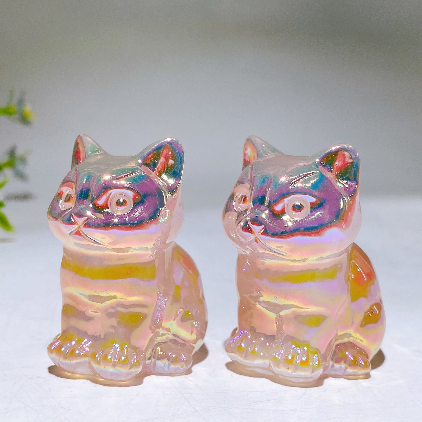 1.9" Aura Crystal Cat Carving Crystal Healing Bulk Wholesale