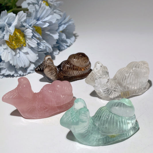 2.8" Mixed Crystal Snail Carvings Bulk Wholesale