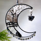 Wire Wrap Natural Gemstone Crystal Chips Moon Leaf Hanging Ornament Crystal Healing Bulk Wholesale
