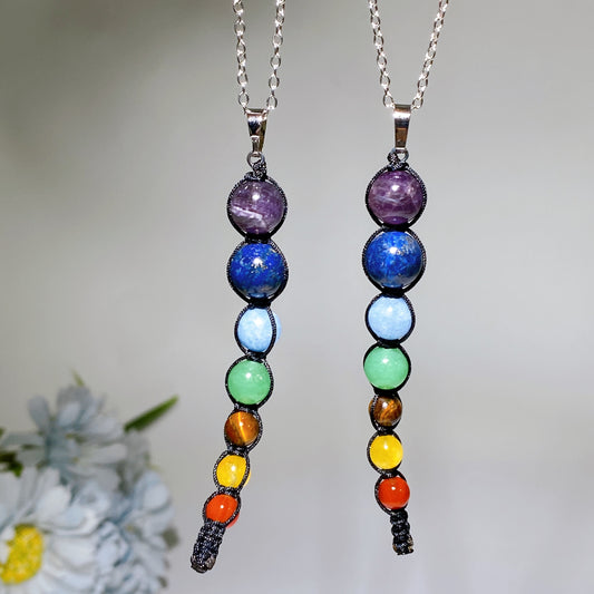 Chakra Neckalce with Silver Color Chain Crystal Healing Bulk Wholesale