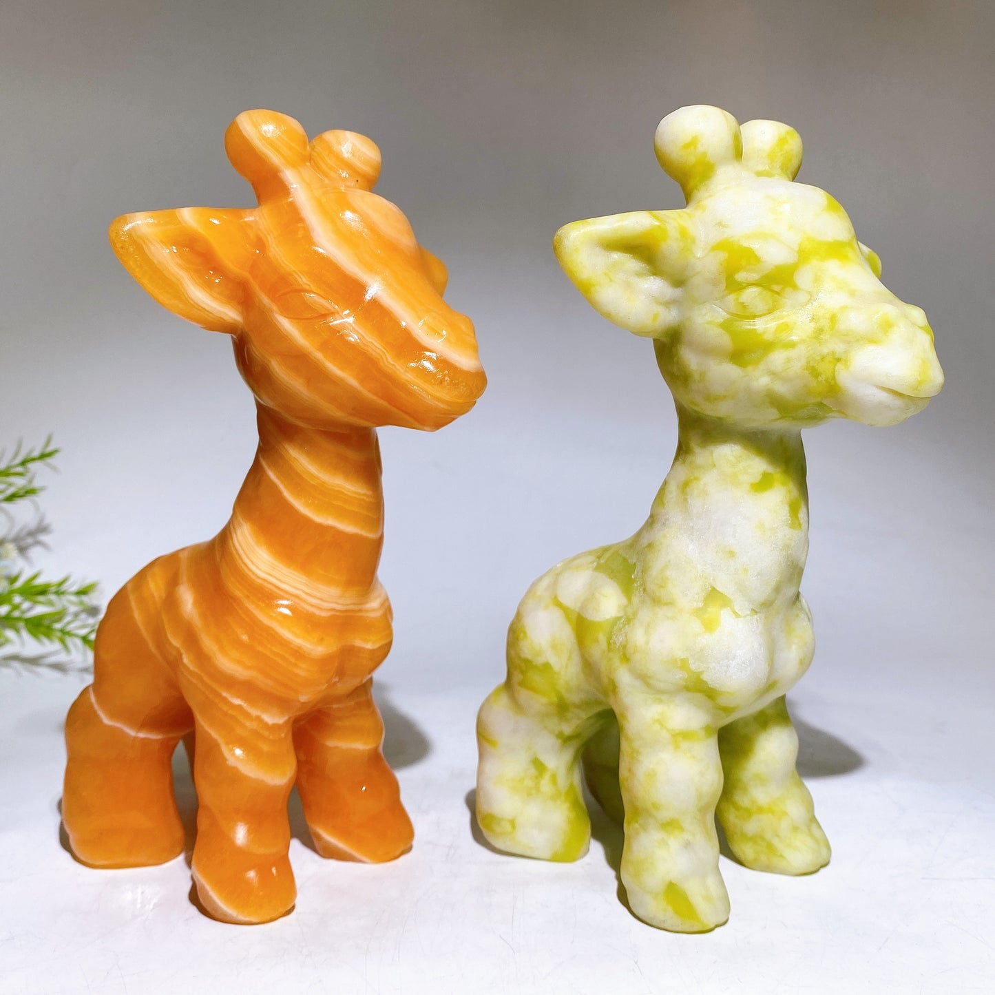 20cm Hand Carved Orange Calcite Serpentine Giraffe Crystal Healing Bulk Wholesale
