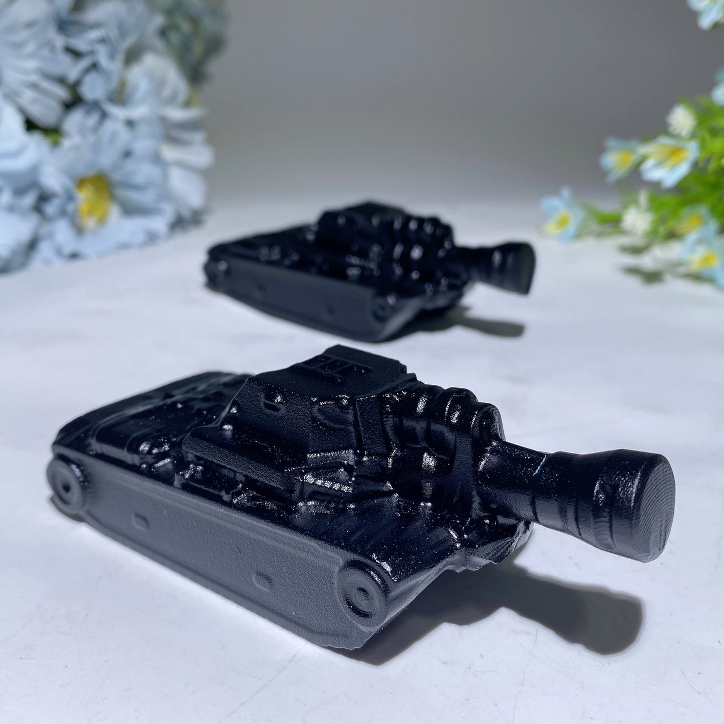 4.0" Black Obsidian Tank Carvings Bulk Wholesale