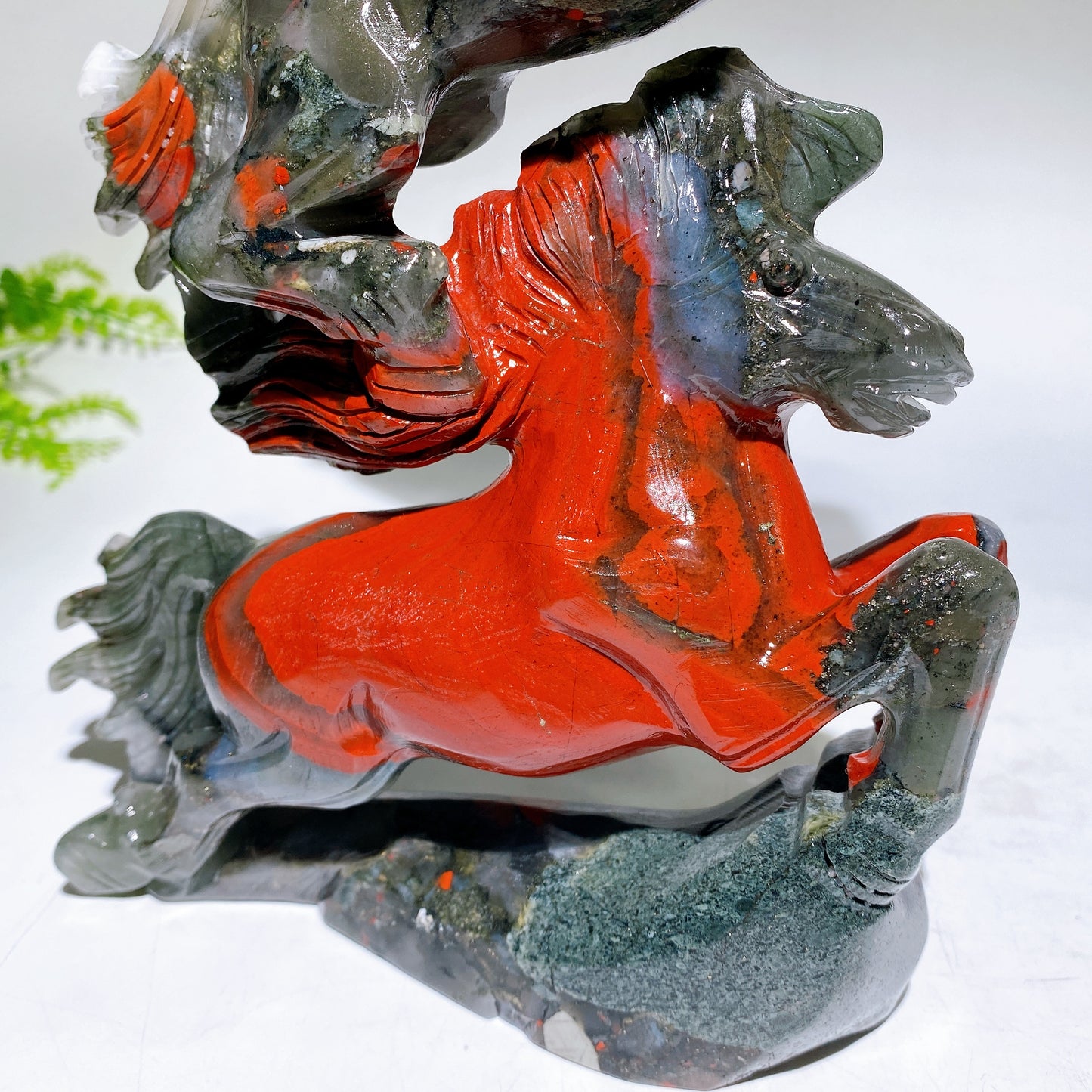 26cm Hand Carved Africa Blood Stone Horse Crystal Healing Bulk Wholesale