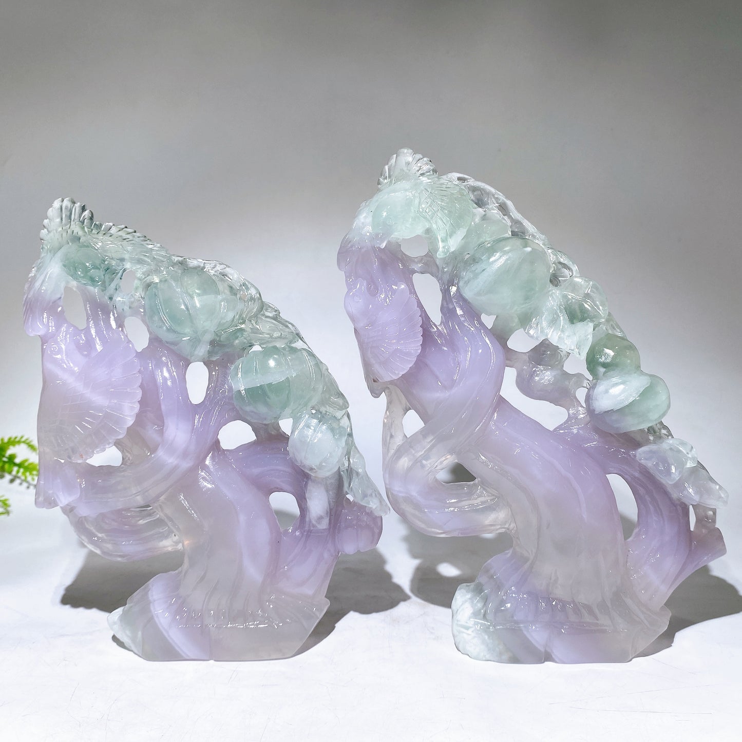 Hand Carved Fluorite Birds Gourd  Pumpkin Crystal Healing Bulk Wholesale