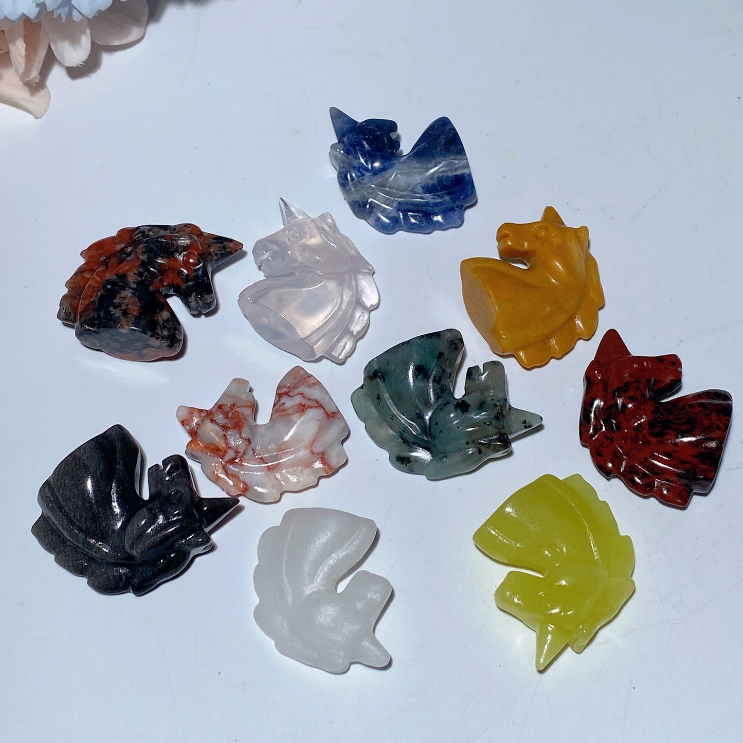 1.1" Mixed Crystal Unicorn Carvings Bulk Wholesale