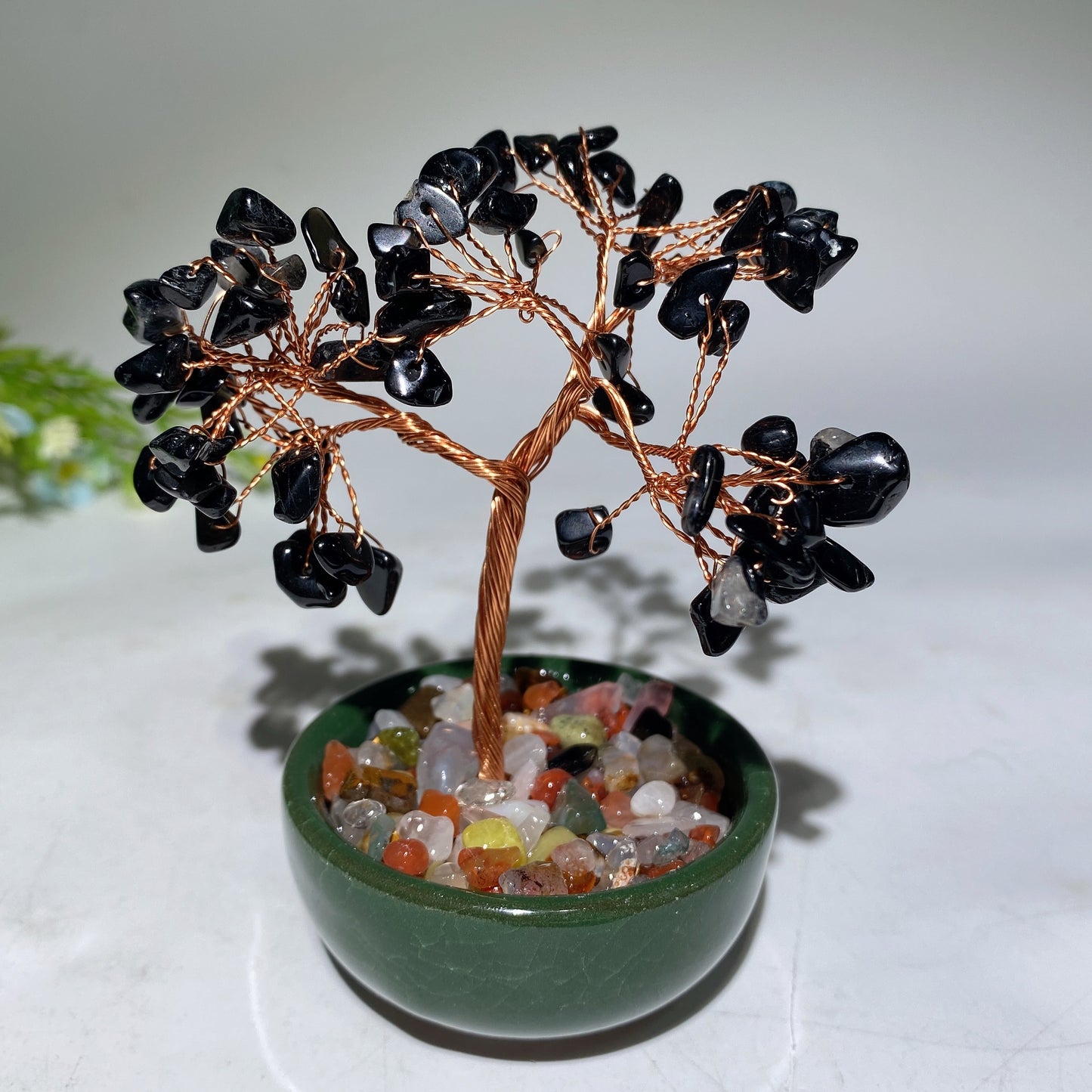 10-12cm Mixed Crystal Chips Treasure Tree with Random Ceramic Pot Crystal Healing Bulk Wholesale