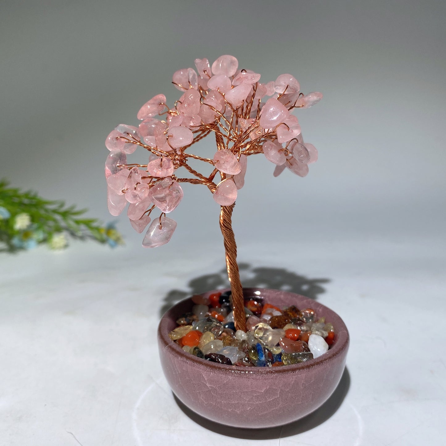 10-12cm Mixed Crystal Chips Treasure Tree with Random Ceramic Pot Crystal Healing Bulk Wholesale