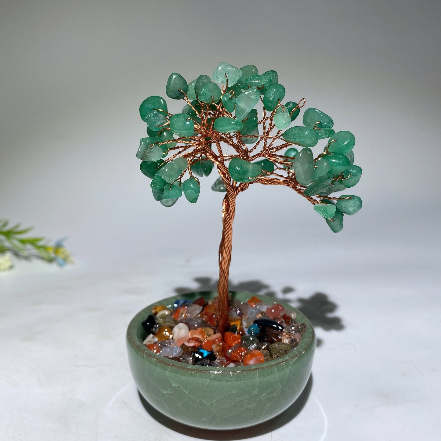 10-12cm Mixed Crystal Chips Treasure Tree with Random Ceramic Pot Bulk Wholesale