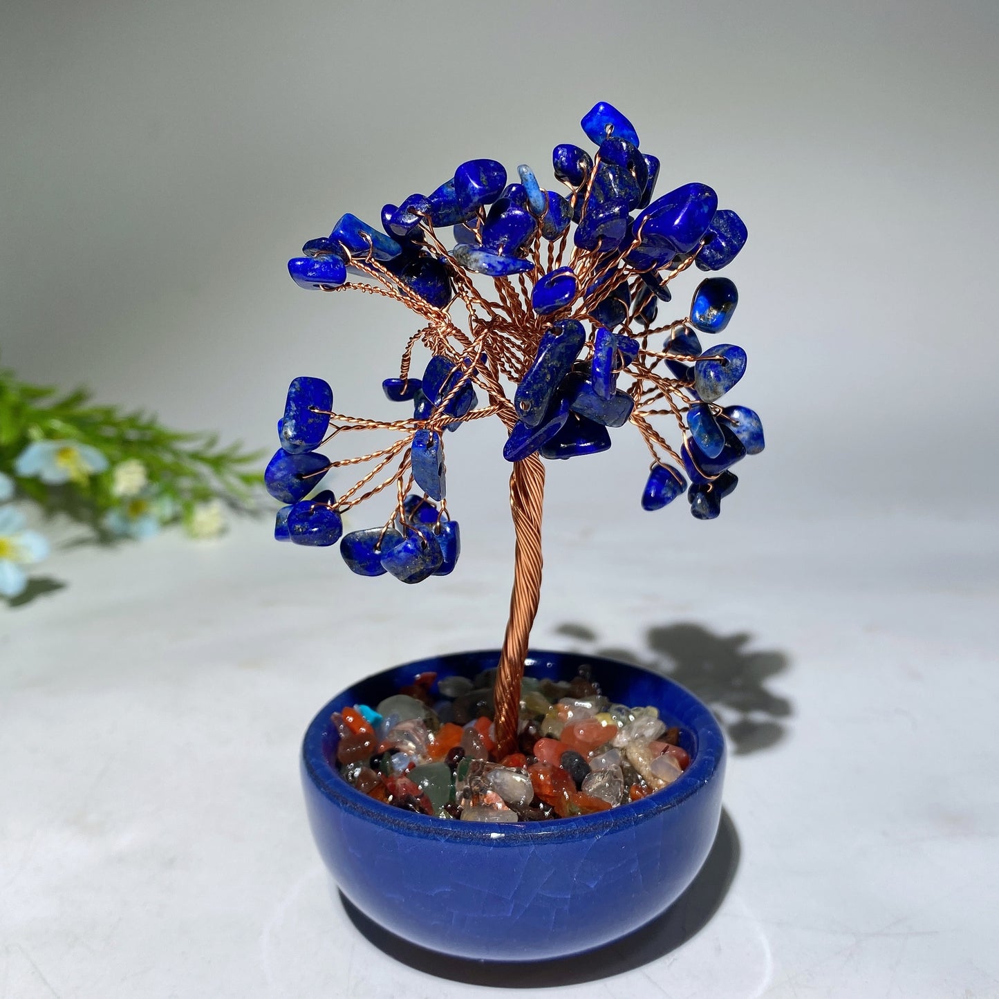 10-12cm Mixed Crystal Chips Treasure Tree with Random Ceramic Pot Crystal Healing Bulk Wholesale