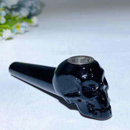 3.9" Crystal Skull Smoking Pipe Carving Crystal Healing Bulk Wholesale