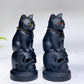 4.0" Black Obsidian Cat on Skull Carving Crystal Healing Bulk Wholesale